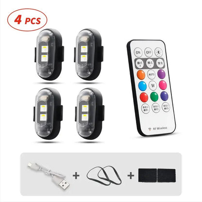 RGB LED Aircraft Strobe Light – Remote Wireless Multifunctional Warning Light for Bike & Car