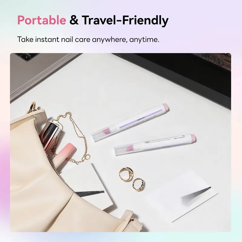 2 in 1 Cuticle Remover Pen 45 Degree Ceramic Tip for Dry Cuticles Hangnails Portable 2 Pack Travel