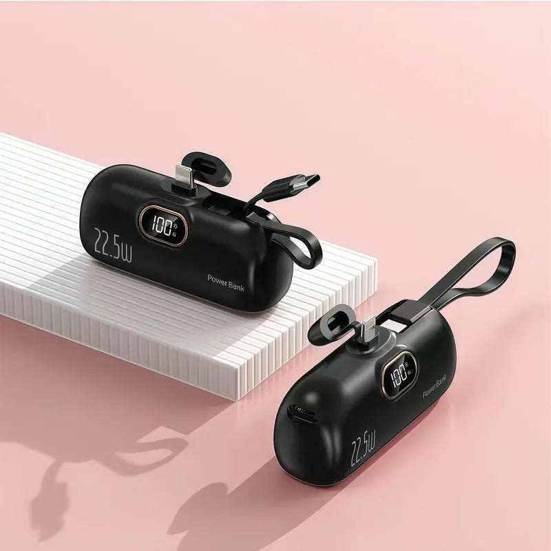 5000mAh Mini Portable Charger 22.5W Dual USB Type-C & USB-A Digital Display