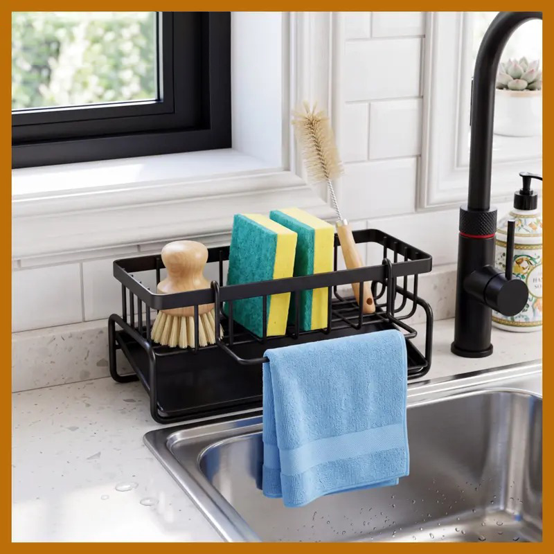 Kitchen Sink Corner Sponge Drain Rack Multifunctional Durable Sink Caddy Kitchen Bathroom