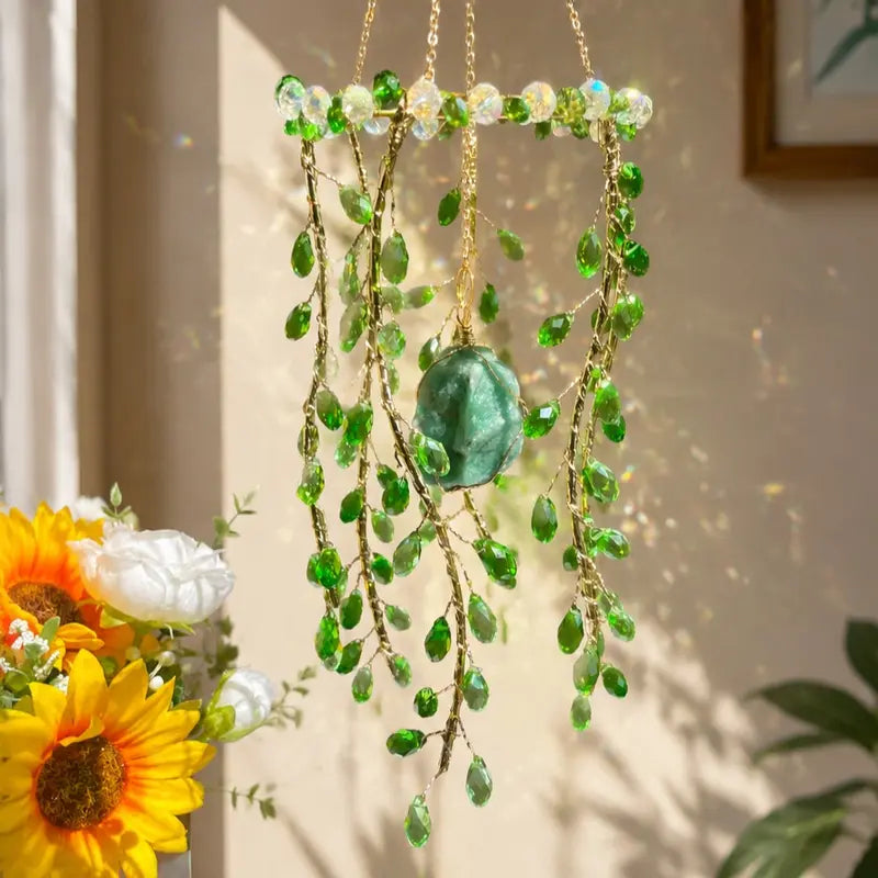 Crystal Rainbow Suncatcher Beaded Artificial Crystal Window Hanging Colorful Home Decor