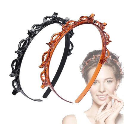 Anti Slip Toothed Grip Clip Cute All Day Wear for Daily Study Work Women's Minimalist Resin 2 Pack Headbands