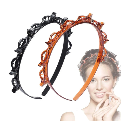 Anti Slip Toothed Grip Clip Cute All Day Wear for Daily Study Work Women's Minimalist Resin 2 Pack Headbands