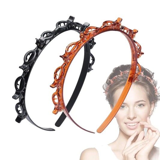 Anti Slip Toothed Grip Clip Cute All Day Wear for Daily Study Work Women's Minimalist Resin 2 Pack Headbands