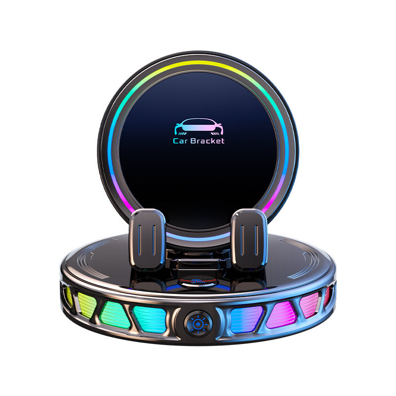 360° Rotating Wireless Charging Car Phone Mount RGB Light Ultra-Stable Suction Auto-Lock for iPhone & Android