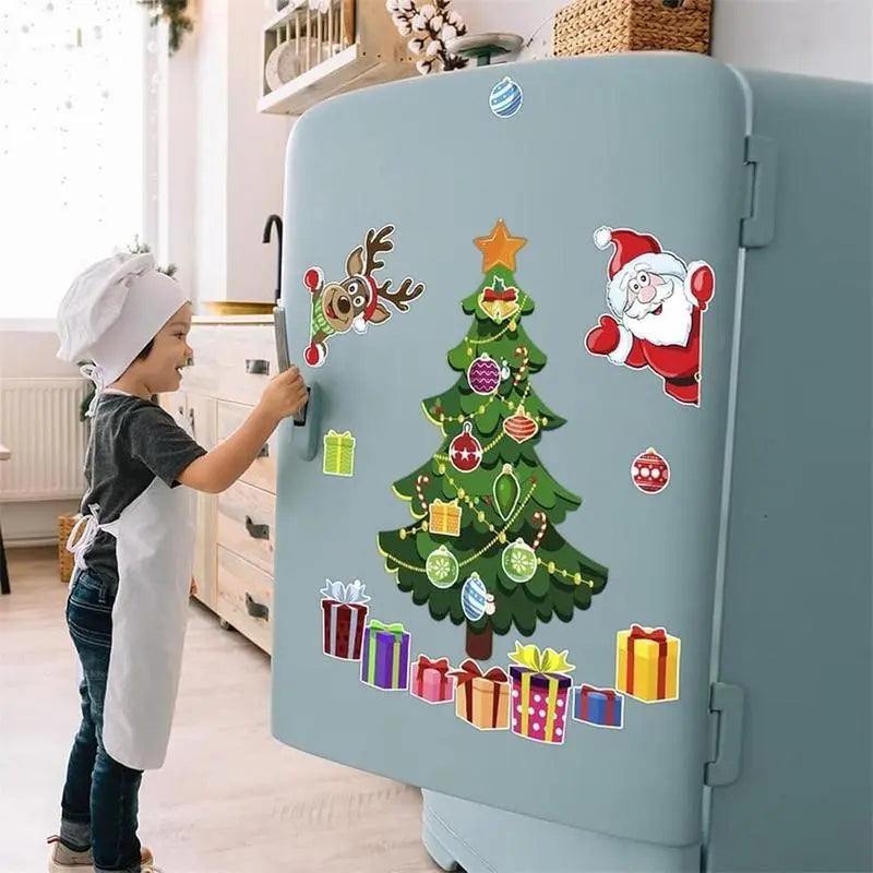 Christmas Refrigerator Magnets Tree Santa Reindeer Snowman for Fridge Kitchen Metal Door Decor