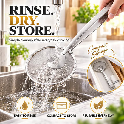 2-in-1 Stainless Steel Strainer Tongs – Fine Mesh Skimmer Clip for Frying Hot Pot Noodles