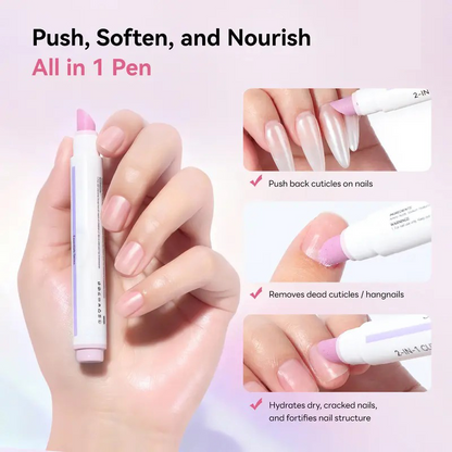 2 in 1 Cuticle Remover Pen 45 Degree Ceramic Tip for Dry Cuticles Hangnails Portable 2 Pack Travel