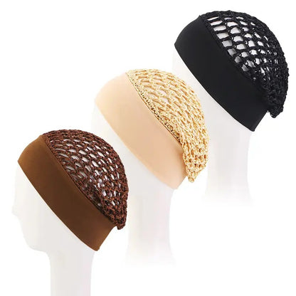 3-Piece Stretchy Wide-Edge Sleeping Cap Set – Soft Bonnet for Nighttime Hair Care & Shower Use