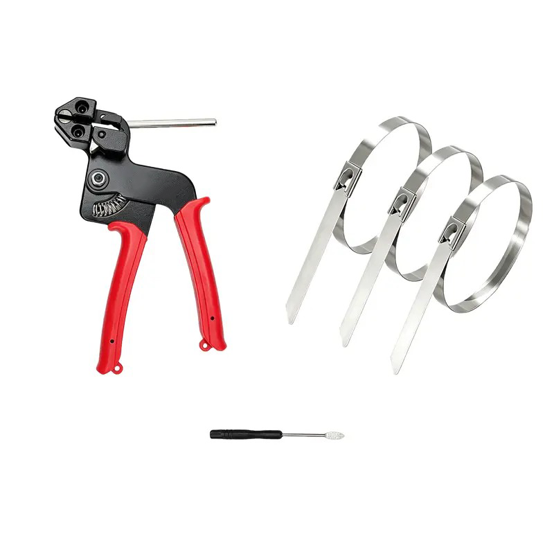 Heavy Duty 304 Stainless Steel Cable Tie Tool Set 11.8 Inch Self Locking Metal Zip Ties Removal Screwdriver