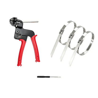 Heavy Duty 304 Stainless Steel Cable Tie Tool Set 11.8 Inch Self Locking Metal Zip Ties Removal Screwdriver