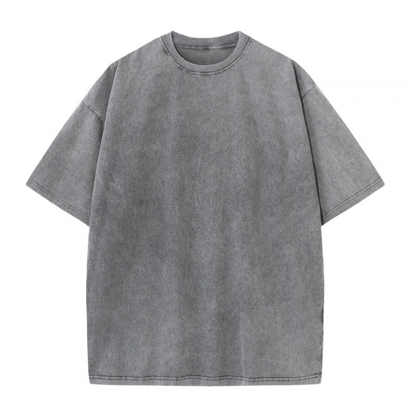 Back to School Distressed Cotton Couple Tees – Breathable Oversized Short Sleeve Tops
