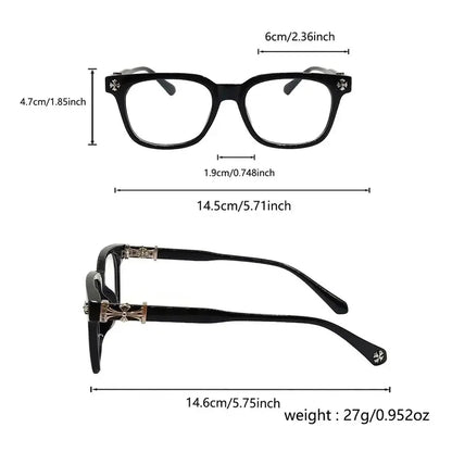 Anti Blue Light Fashion Metal Square Frame Flat Lens Reading Glasses