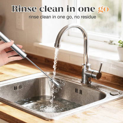 Stainless Steel Hand Push Spinning Wire Whisk Semi Automatic Easy Clean