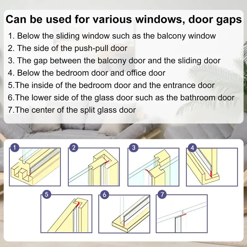 Adhesive Door Draft Blocker Tape 16.4ft Cut to Fit Foam for Doors Windows Energy Efficient