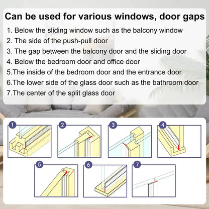 Adhesive Door Draft Blocker Tape 16.4ft Cut to Fit Foam for Doors Windows Energy Efficient