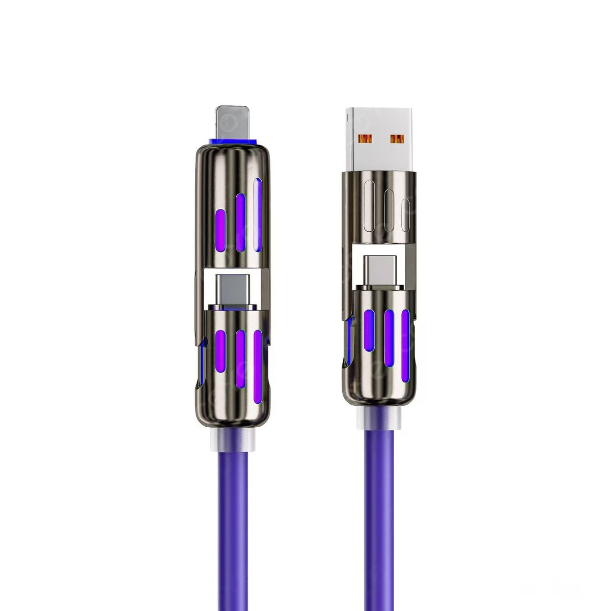 6.6FT 4 in 1 USB C Cable PD Fast Charging Data Sync USB A Type C Lightning Aluminum