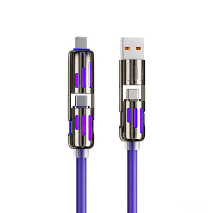 6.6FT 4 in 1 USB C Cable PD Fast Charging Data Sync USB A Type C Lightning Aluminum