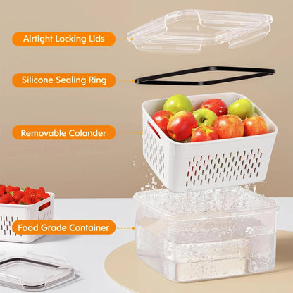 Stackable Fridge Organizer with Removable Colander – BPA-Free Fruit & Veggie Storage Container