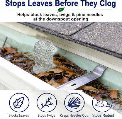 Aluminum Alloy Gutter Guard 2 PCS Downspout Strainer Anti Clog Leaf Catcher Home Drainage