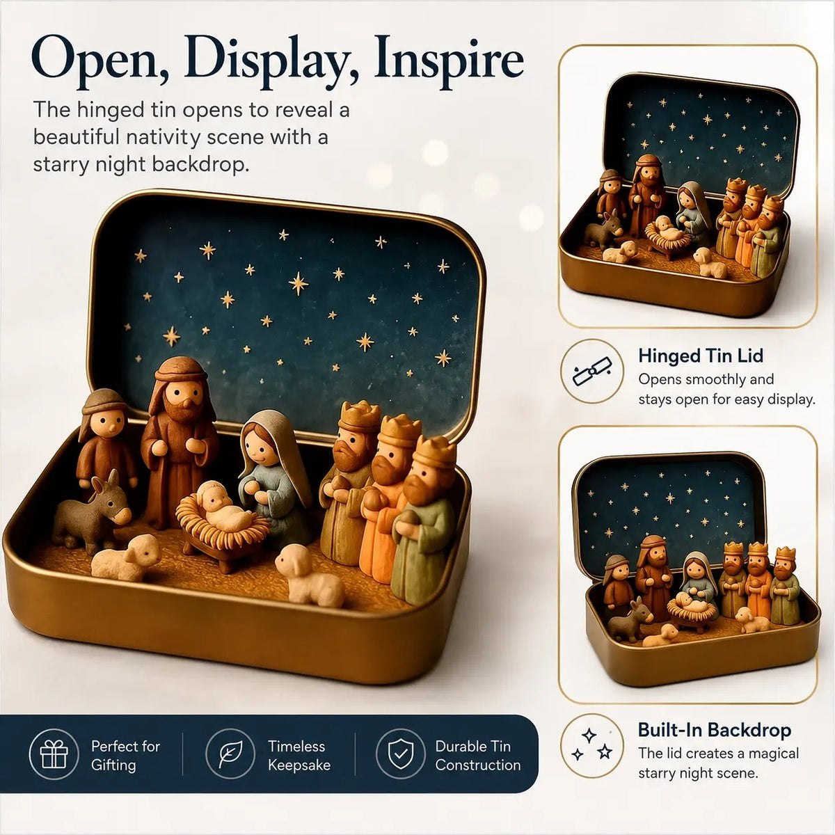 Christmas Pocket-Size Nativity Scene Set with Storage Box