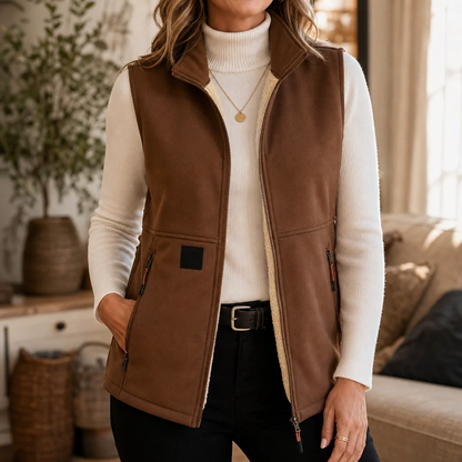 Men's Winter Fleece Lined Warm Vest Sleeveless Full Zip Zippered Pockets