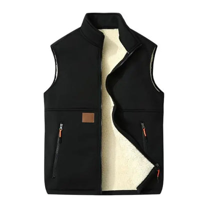 Men's Winter Fleece Lined Warm Vest Sleeveless Full Zip Zippered Pockets