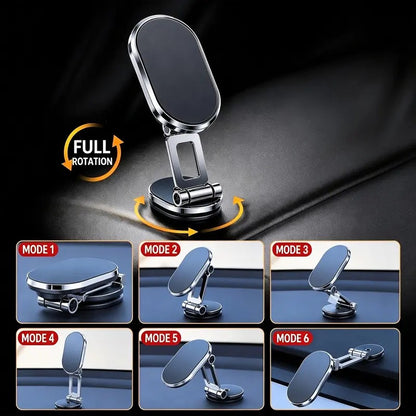 Foldable Magnetic Car Phone Holder 360 Rotating Dashboard Mount Adjustable Strong Hold Hands Free
