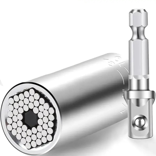 Steel Universal Grip Socket Set with Power Drill Adapter Hand Tool