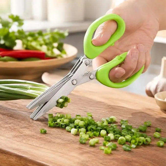 Stainless Steel 5 Blade Herb Scissors Multi Blade Cutting Shears for Kitchen