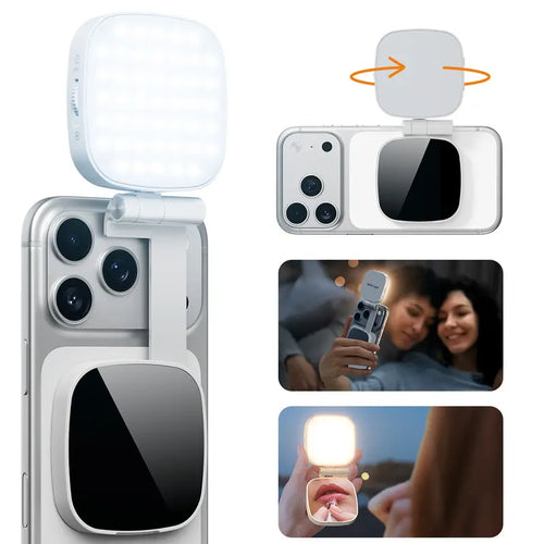 Magnetic MagSafe Phone Ring Light CRI97 Rechargeable LED with Mirror for Selfies Makeup Vlogging