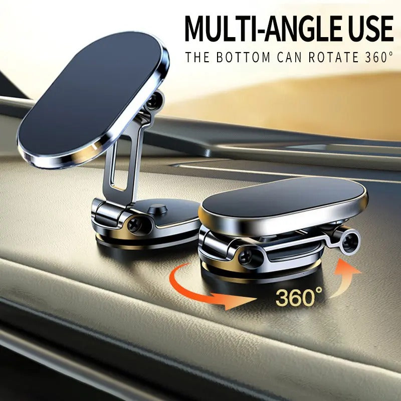 Foldable Magnetic Car Phone Holder 360 Rotating Dashboard Mount Adjustable Strong Hold Hands Free