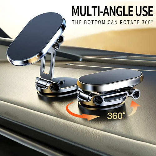 Foldable Magnetic Car Phone Holder 360 Rotating Dashboard Mount Adjustable Strong Hold Hands Free