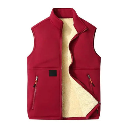 Men's Winter Fleece Lined Warm Vest Sleeveless Full Zip Zippered Pockets