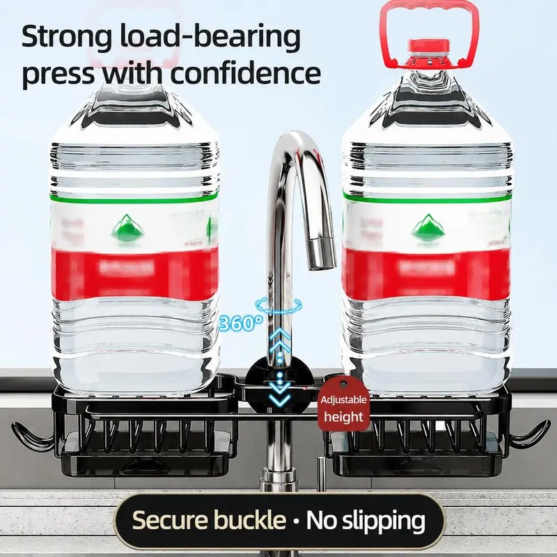 Hanging Faucet Drain Rack with Drip Tray Stainless Steel Detachable Sink Organizer