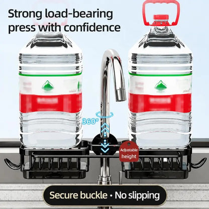 Hanging Faucet Drain Rack with Drip Tray Stainless Steel Detachable Sink Organizer