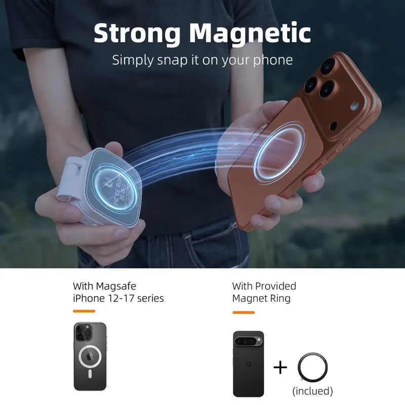 Magnetic MagSafe Phone Ring Light CRI97 Rechargeable LED with Mirror for Selfies Makeup Vlogging