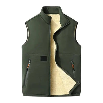 Men's Winter Fleece Lined Warm Vest Sleeveless Full Zip Zippered Pockets