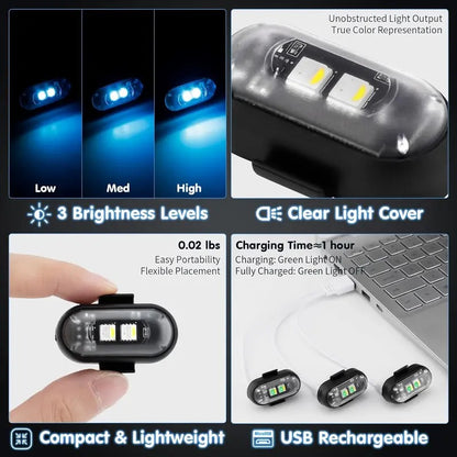 RGB LED Aircraft Strobe Light – Remote Wireless Multifunctional Warning Light for Bike & Car