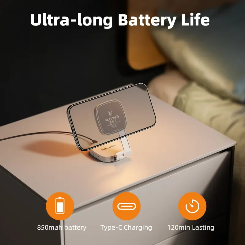 Magnetic MagSafe Phone Ring Light CRI97 Rechargeable LED with Mirror for Selfies Makeup Vlogging
