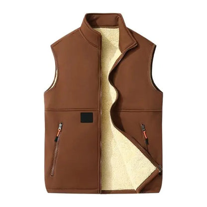 Men's Winter Fleece Lined Warm Vest Sleeveless Full Zip Zippered Pockets