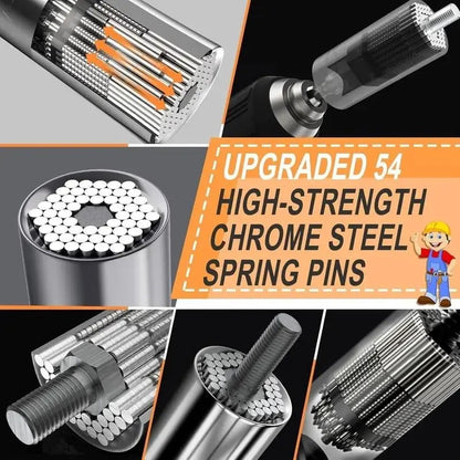 Steel Universal Grip Socket Set with Power Drill Adapter Hand Tool