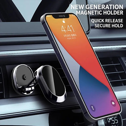 Foldable Magnetic Car Phone Holder 360 Rotating Dashboard Mount Adjustable Strong Hold Hands Free