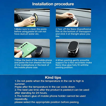 Foldable Magnetic Car Phone Holder 360 Rotating Dashboard Mount Adjustable Strong Hold Hands Free
