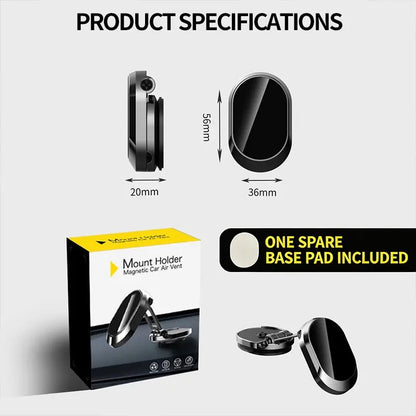 Foldable Magnetic Car Phone Holder 360 Rotating Dashboard Mount Adjustable Strong Hold Hands Free