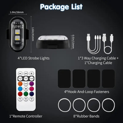 RGB LED Aircraft Strobe Light – Remote Wireless Multifunctional Warning Light for Bike & Car