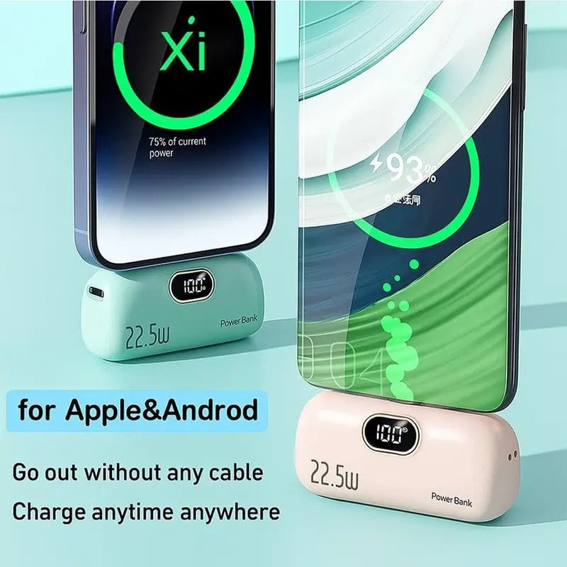 5000mAh Mini Portable Charger 22.5W Dual USB Type-C & USB-A Digital Display