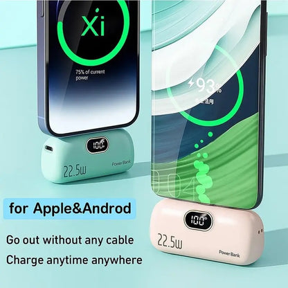 5000mAh Mini Portable Charger 22.5W Dual USB Type-C & USB-A Digital Display
