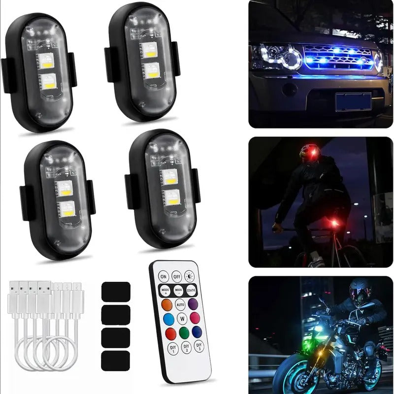 RGB LED Aircraft Strobe Light – Remote Wireless Multifunctional Warning Light for Bike & Car