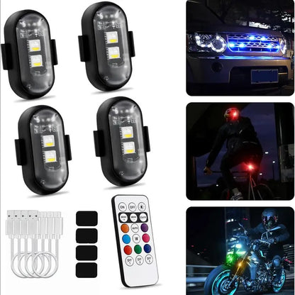 RGB LED Aircraft Strobe Light – Remote Wireless Multifunctional Warning Light for Bike & Car